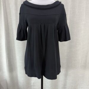 Evening Collection By Zara Women's‎ M Black Boat Neck Top Classic Rayon Wool
